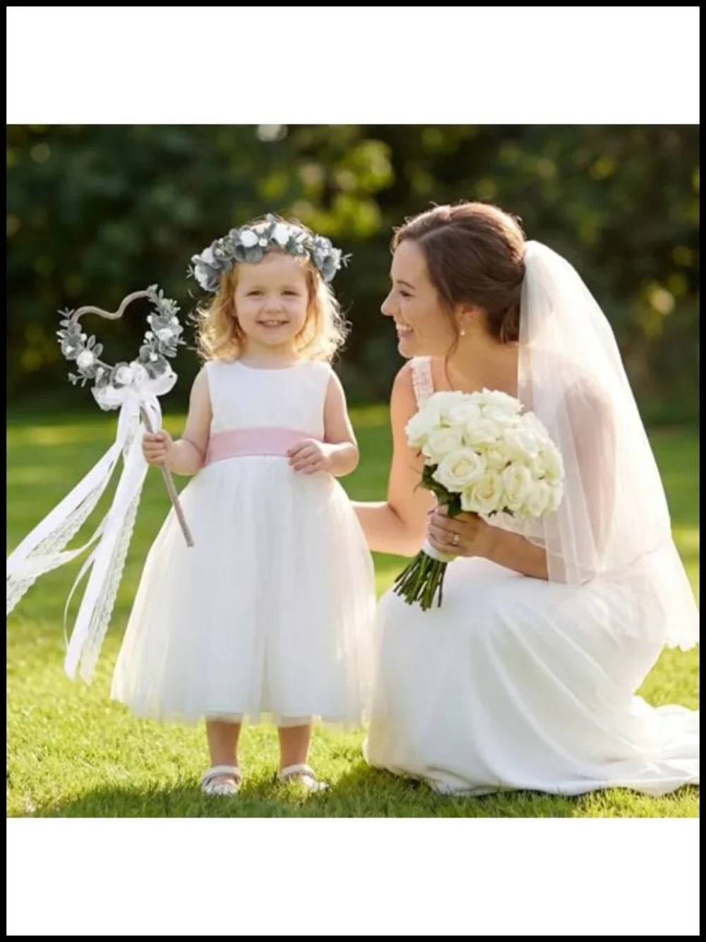 White Flower Crown Bride Hair Accessory Wedding 2 Pcs